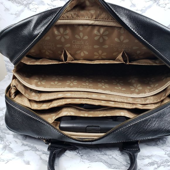 Clark and Mayfield Leather Hawthorn Travel Attache Laptop File - Picture 10 of 13